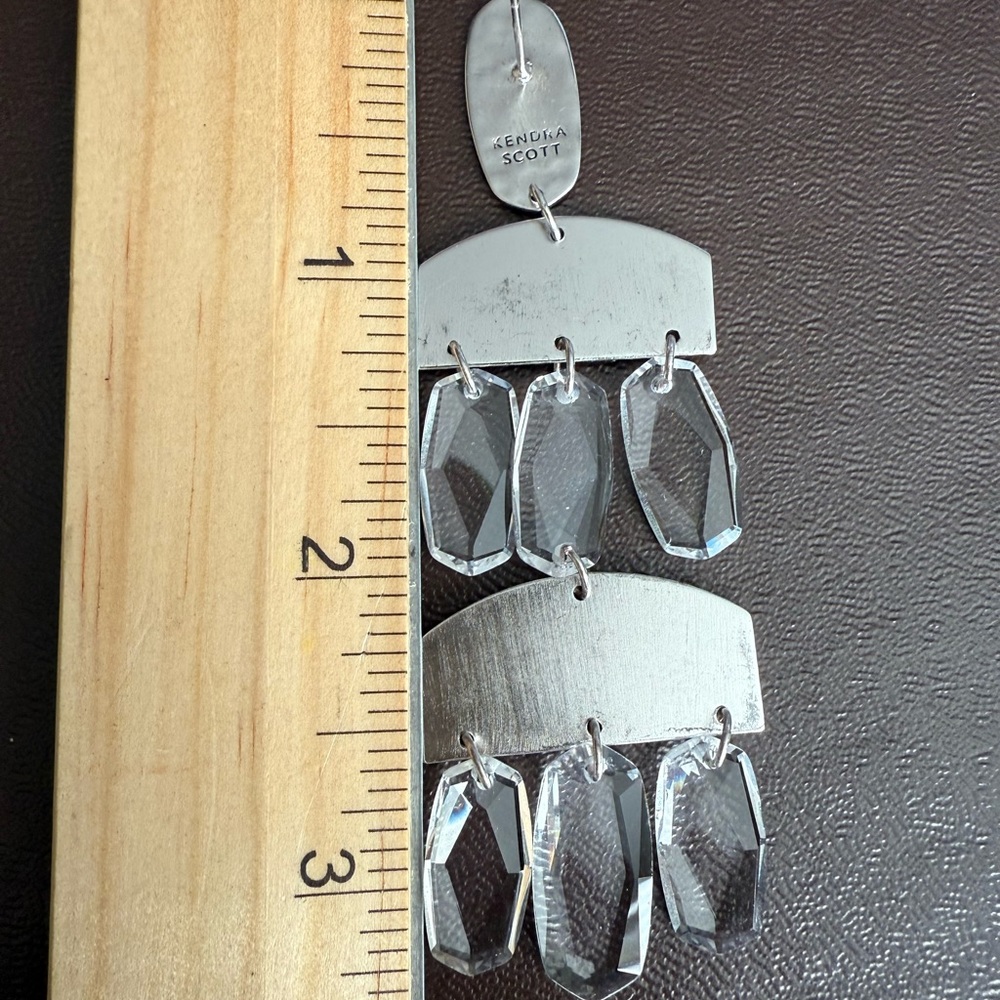 Kendra Scott Silver and Clear Chandelier Dangle Earrings - Picture 4 of 7